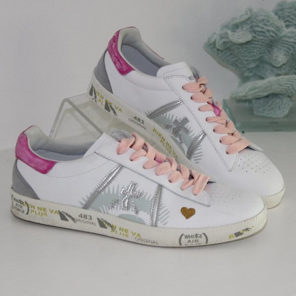 Premiata Shoes - Womens Premiata Light Leather Sneakers White and Pink Shoes 38 EU 8 Worn 2x